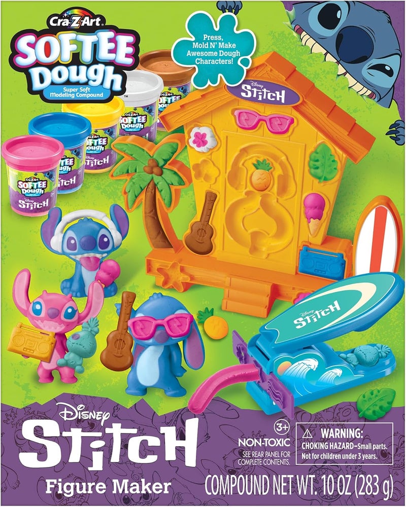 CrazArt Stitch Softee Dough Making Kit, Stitch Figure Maker Using Softee Dough Modeling Compound, Stitch Arts and Crafts Toy for Girls and Boys 3 and Up - Image 1